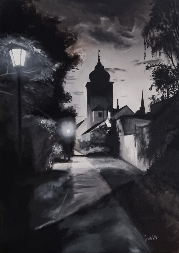 &Ouml;lgem&auml;lde &bdquo;Nacht am Basler Tor&ldquo; von Arne Groh