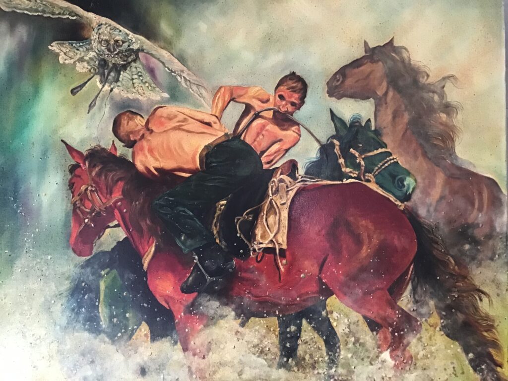 &Ouml;lgem&auml;lde &bdquo;Kok-Boru, Kirgisien&ldquo; von Inga Fink