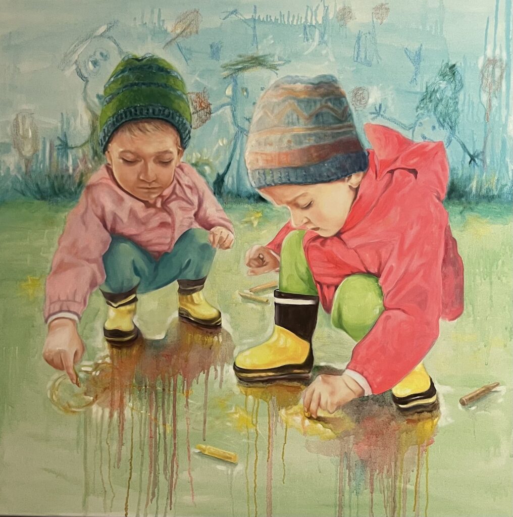 &Ouml;lgem&auml;lde &bdquo;Die Welt unter den Stiefeln&ldquo; von Inga Fink