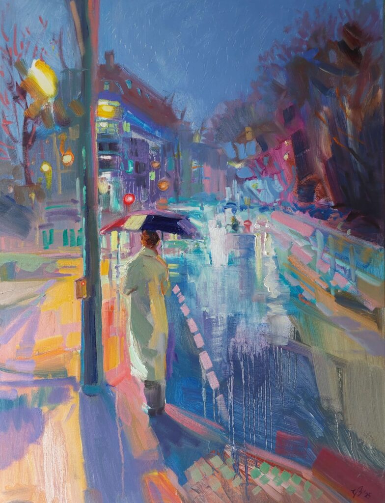 &Ouml;lgem&auml;lde &bdquo;Ein Moment im Regen&ldquo; von Katharina Valeeva