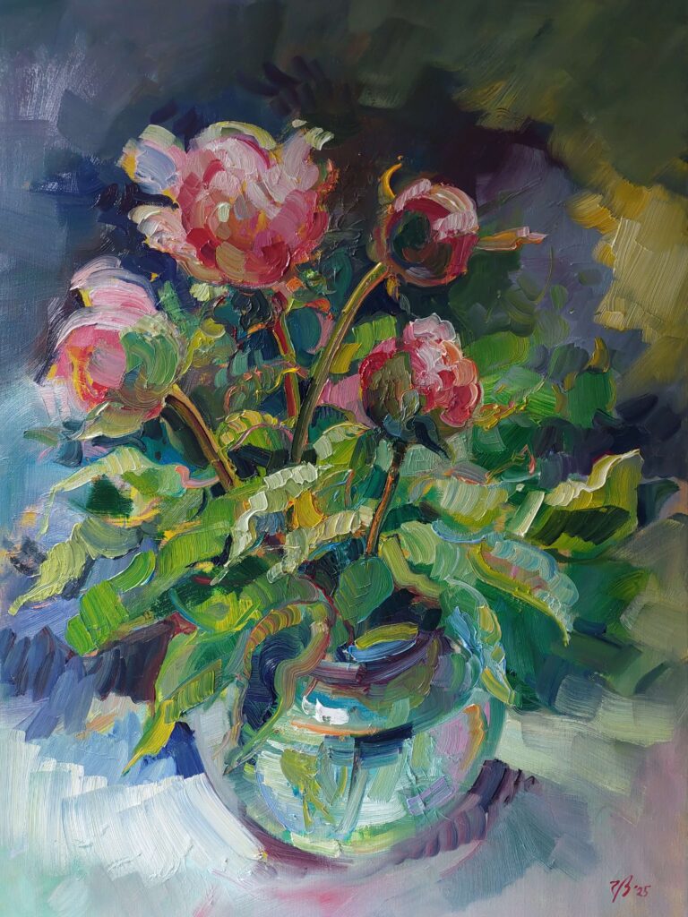 &Ouml;lgem&auml;lde &bdquo;Pfingstrosen&ldquo; von Katharina Valeeva