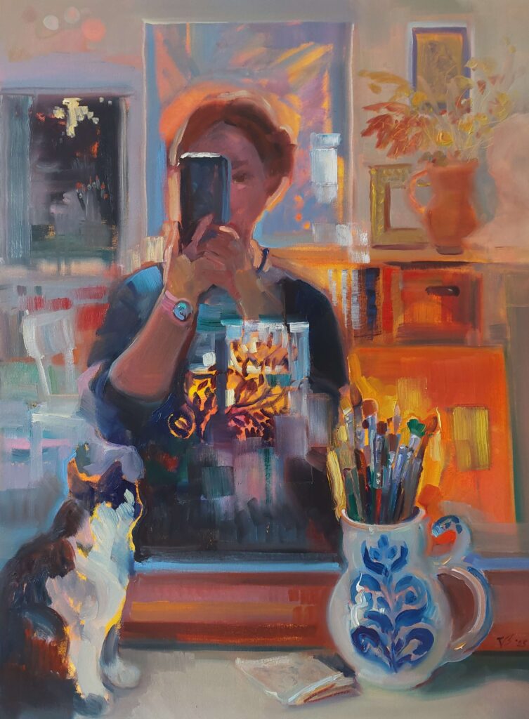 &Ouml;lgem&auml;lde &bdquo;Selfie im Atelier&ldquo; von Katharina Valeeva