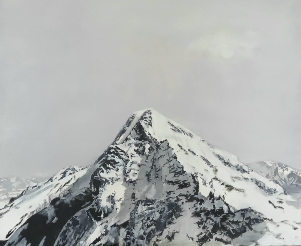 Ölgemälde „Bergmassiv vor Winterhimmel“ von Kurt Boecker