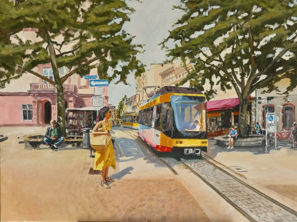 Ölgemälde „Sommerlicher Marktplatz Durlach“ von Kurt Boecker